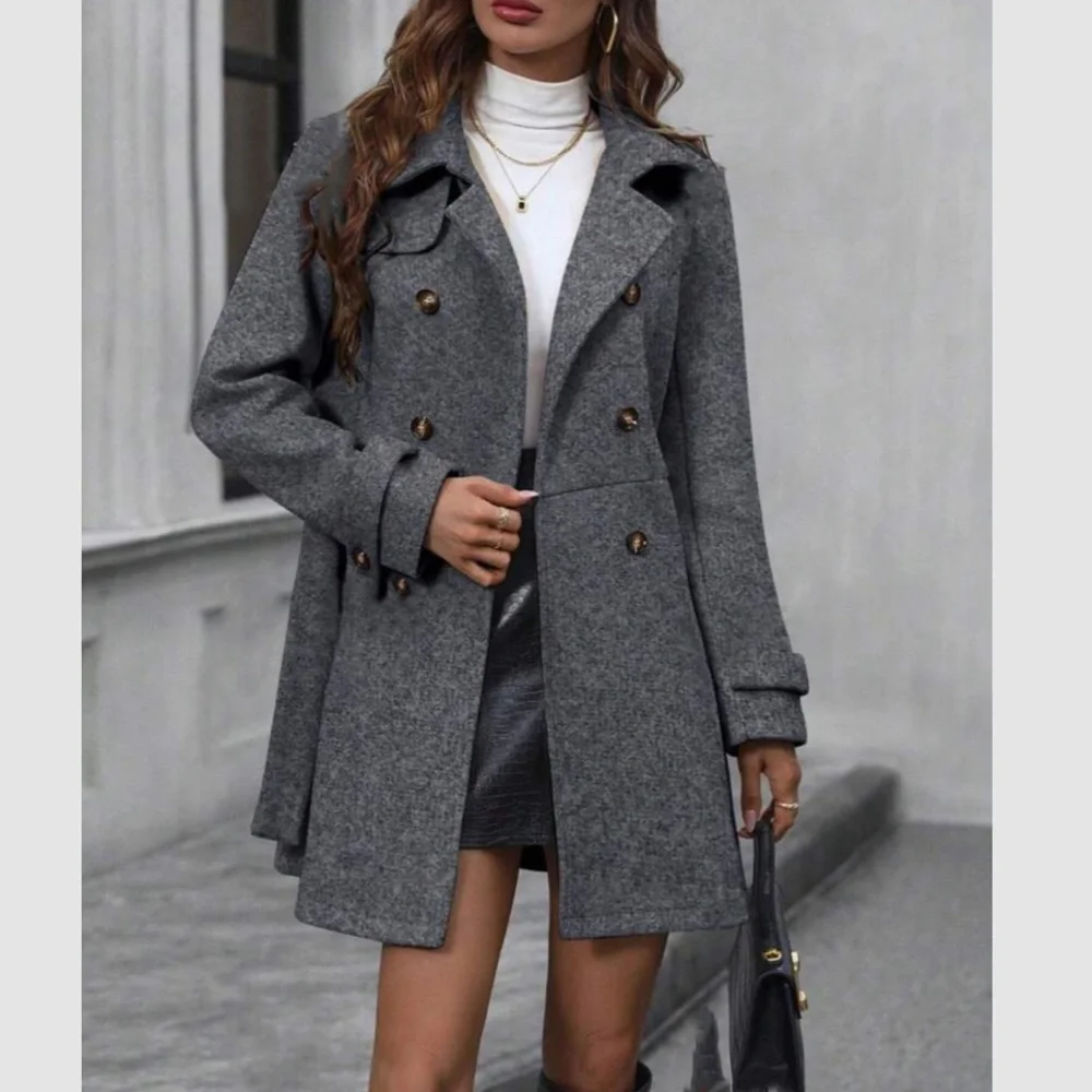 Luxe blue cozy double breasted coat